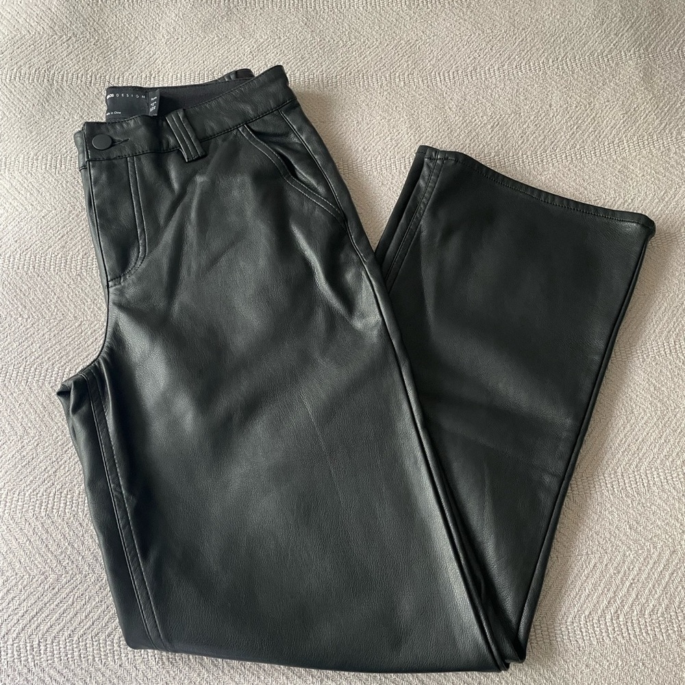 Faux leather straight leg pants